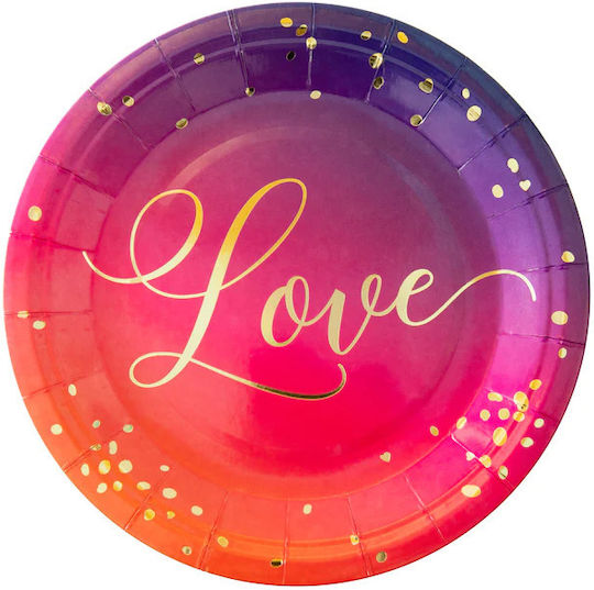 Love Pink Valentine's Paper Plates 18cm X6