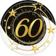 Paper Plates 60th Birthday Sixtieth Gold Black 23cm 6pcs
