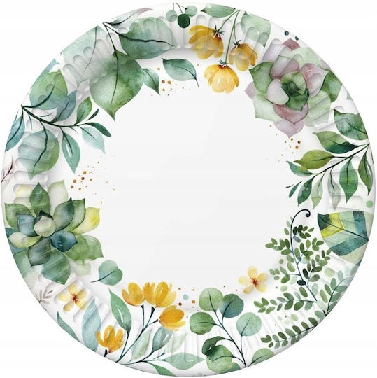 Paper Plates Flowers Leaves Communion Baptism Spring Birthday 18cm 8pcs