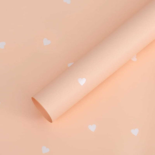 Floral Foil Peach Hearts Sheets 58x58 Cm 20 Pcs