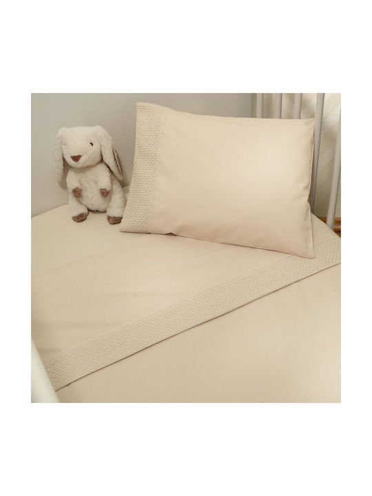 Baby Oliver Set Baby Sheets Crib Cotton Fitted Des. 454 Beige 110x170cm 3pcs