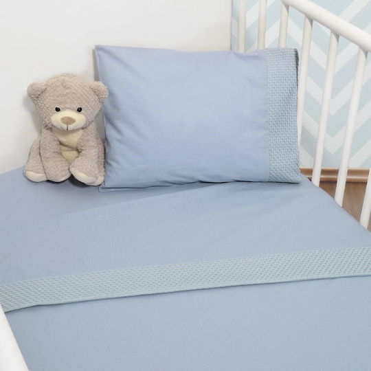 Baby Oliver Baby Sheets Fitted Set Des 451 Light Blue 110x170cm