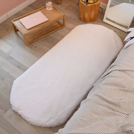 To megalo pazari Rabbit Super Soft Fluffy Rectangular White Furry Rug 60x140cm