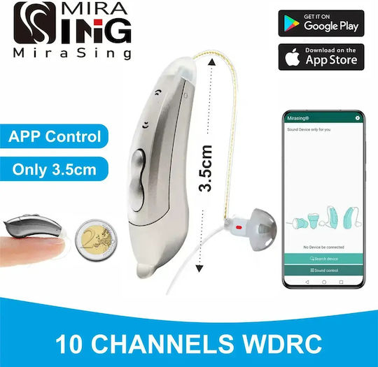 Mirasing Sf101r Ψηφιακό Ακουστικό Βαρηκοΐας Bluetooth Ρυθμιζόμενο Μέσω App 10 Κανάλια Δεξί Αυτί