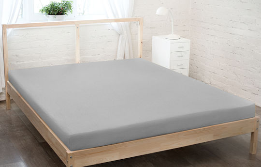 KZ Karo Bettlaken Doppel mit Gummibettlaken 140x200cm Grau