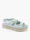 Leather Women's Flat Sandals Light Blue
