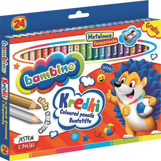 Bambino Wooden Crayons 24 Colors + Sharpener St-dxx-e24t-048-stxx-st
