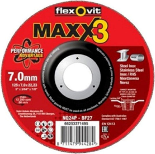 Flexovit Ceramic Grinding Disc 125x7.0x22.23 Maxx 3 Grinding Wheels