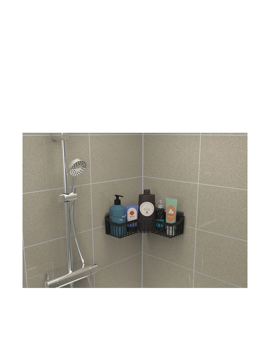 SteweHome Corner Wall Mounted Bathroom Shelf Plastic 26x26x8cm Black