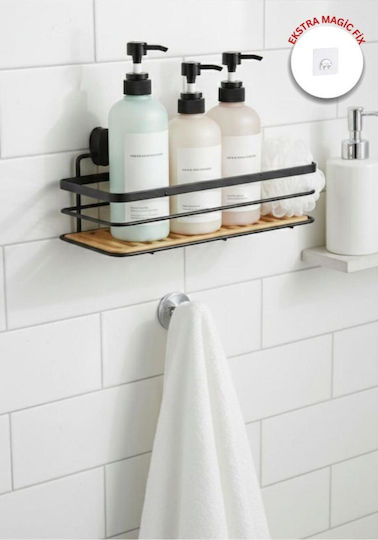 SteweHome Wall Mounted Bathroom Shelf Metallic Black