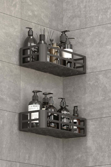 SteweHome Wall Mounted Bathroom Shelf Plastic 27x12x6.5cm Grey