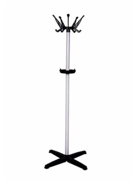 SteweHome Metallic White Coat Rack 29x29x170cm