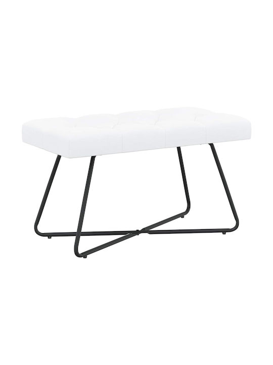 Dining Bench With Fabric Upholstery White 80x40x46cm