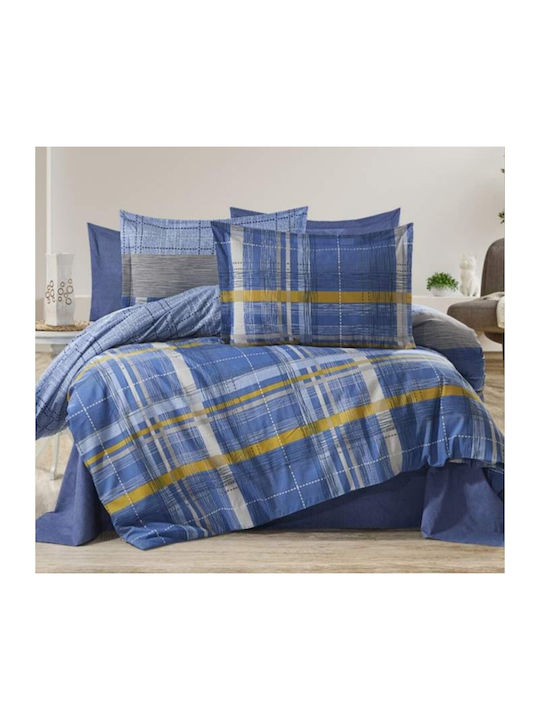 MayHome Set Bed Sheets Single with Rubber Hugger 100x200+25cm Light Blue 3 Pieces