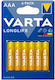 Varta Alkaline Batteries Long Life AAA Varta 6pcs