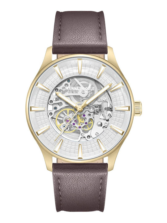 Kenneth Cole Men's Watch 43.5mm Automatic With Brown Leather Strap