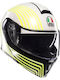 AGV Streetmodular Iseo Matt Weiß/Schwarz/Gelb Fluoreszieren Flip-Up Motorradhelm ECE 22.06 Gewicht 1690g mit Pinlock und Sonnenvisier