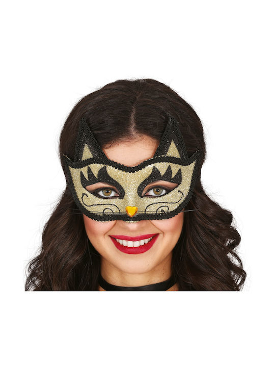 Mască Venețiană de Ochi de Carnaval Pisică Aurie