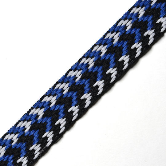 Chingă Zig Zag Poliester Bumbac Negru Albastru Închis Alb 2,5cm Metru