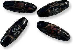 Murano Bead 28 * 11 Mm Black 4 Pieces