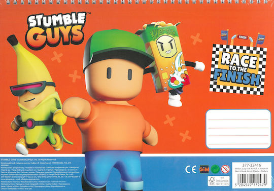 Gim Μπλοκ Ζωγραφικης 23χ33 40 Φυλλα Stickers Stumble Guys