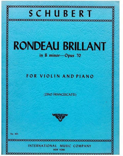 Franz Schubert Roneau Brillant In B Minor Op.70 Edited By Zino Francescatti
