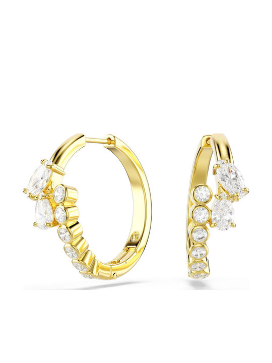 Swarovski Σκουλαρίκια Κρίκοι Επιχρυσωμένα με Πέτρες