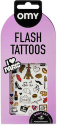 Omy Стикери за тяло Flash Tattoos I Love Paris
