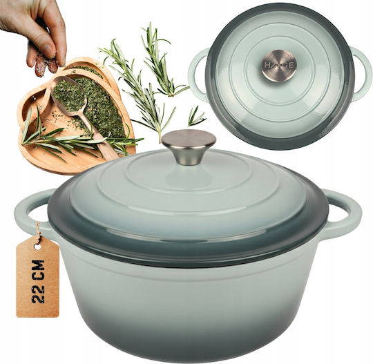 Enamelled Cast Iron Pot 22cm 3l Hage Sea Salt