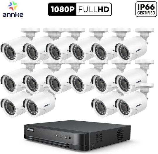 Annke Surveillance System 16 Cameras 1080p with Recorder