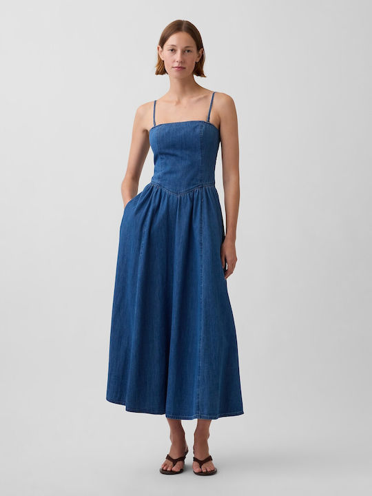 Maxi Denim Kleid Dunkelwaschung