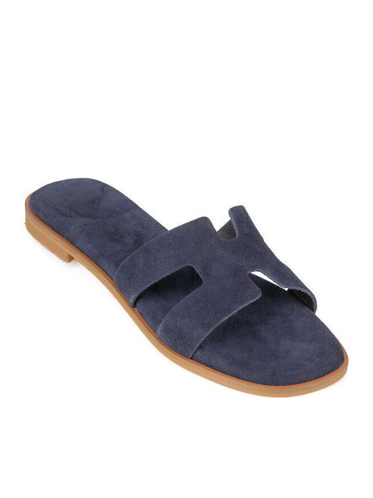 Silia D Leather Women's Flat Sandals Navy Blue
