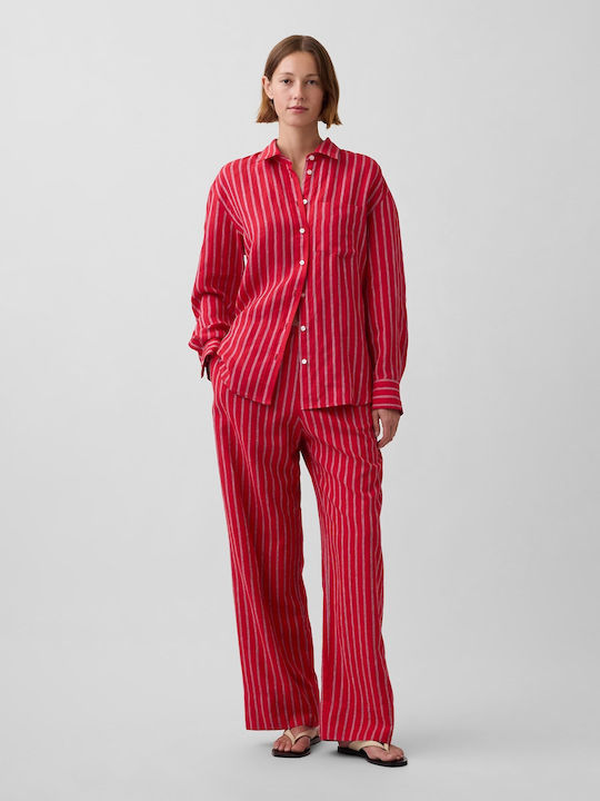GAP Women's Linen Trousers with Rubber Band Str...