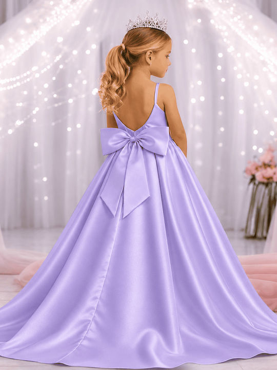 Kinderkleid Ärmellos Satin Flieder