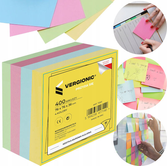 Vergionic Notizblöcke Würfel 76x76mm 400 Stück Geklebt Mischfarben Blätter Block