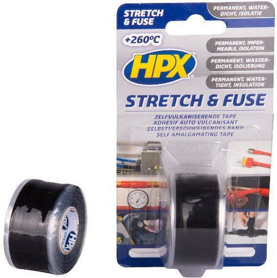 HPX Μονωτική Ταινία 25mm x 3m Stretch Fuse Μαύρη