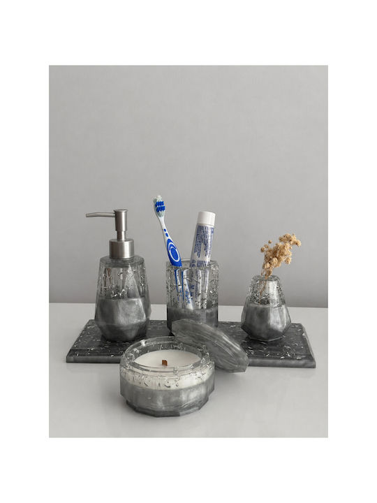 SteweHome Bathroom Accessory Set Resin Grey