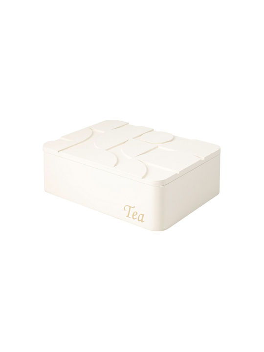 Κουτί για Τσάι με Καπάκι Ξύλινο Λευκό 16.5x7.5x24cm