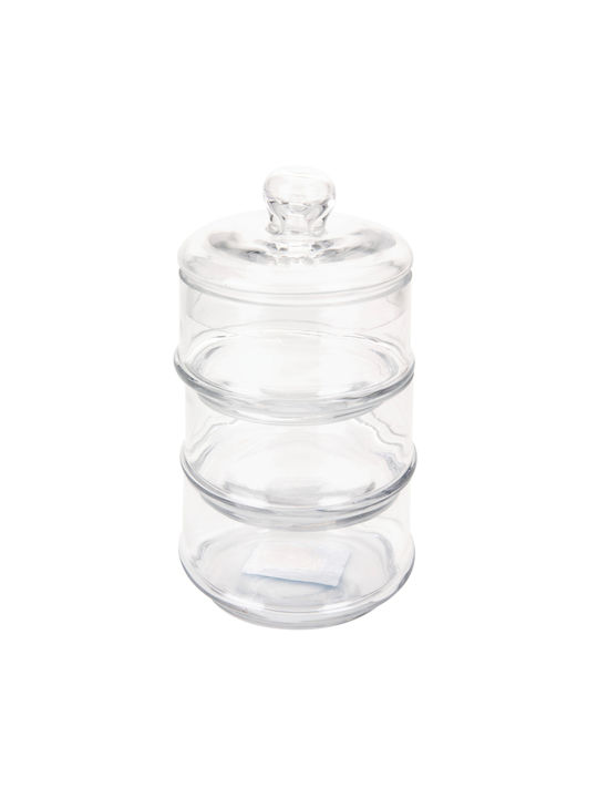 Set of 3 General Use Glass Jars with Lid Transparent 500ml