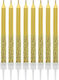 Metallic Glitter Gold Birthday Cake Candles 6cm 8pcs