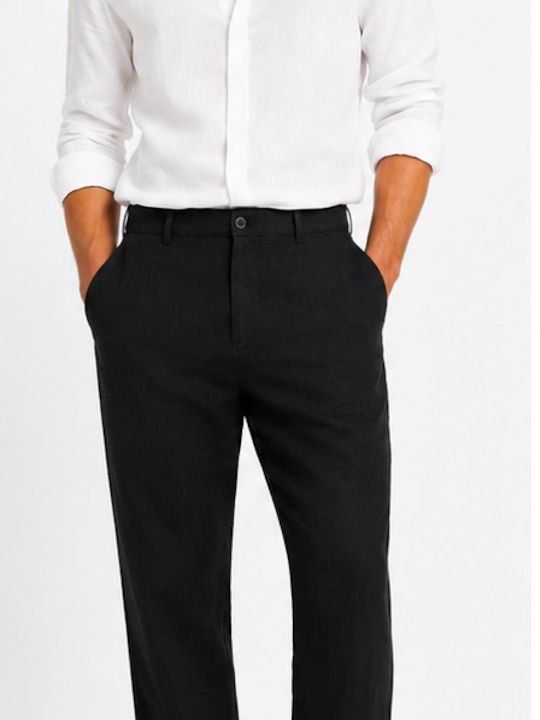 Pantaloni În Linie Dreaptă Negri