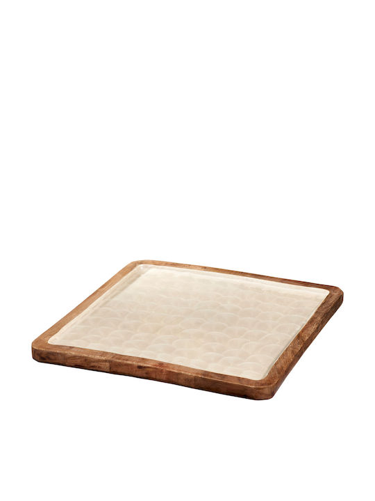 Decorative Square Wooden White Platter 30x30cm