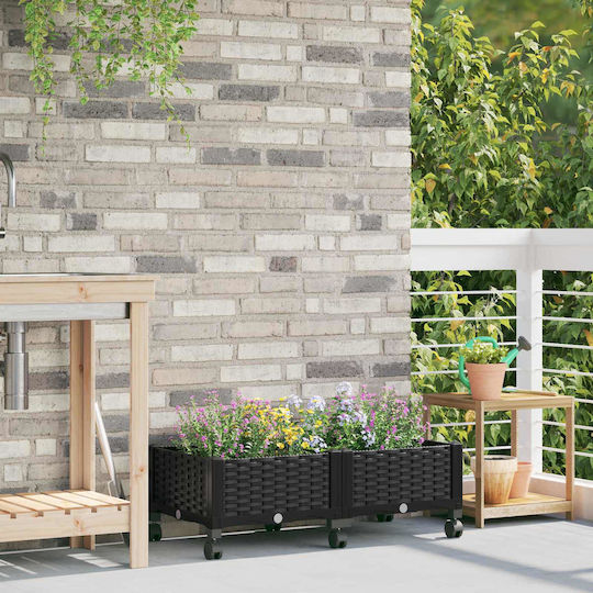 vidaXL Kunststoff Blumenkasten Schwarz 80x40x29cm