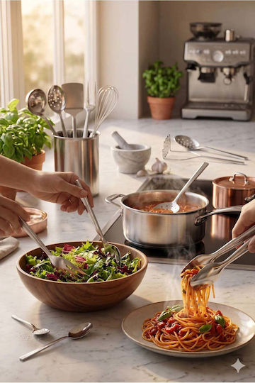 SteweHome Set Of 10 Pieces Stainless Steel Serving Utensils Silver