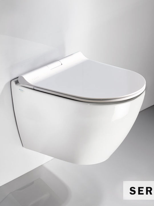 Serel Λεκάνη Κρεμαστή Rimless με Slim Κάλυμμα και Μπιντέ Μπεζ