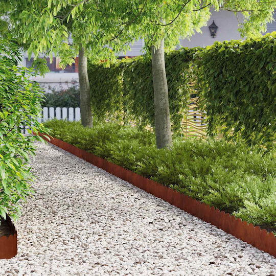 vidaXL Metal Garden Hedge in Brown Color 20cm x 1.03m 10 Pieces