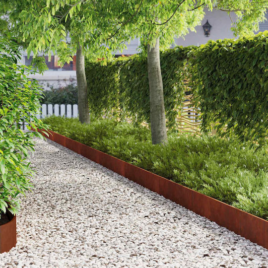 vidaXL Metal Garden Hedge in Brown Colour 20cm x 1.03m 30 Pieces