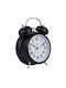 Avizar Analog Table Clock Bedroom Double Bell Elegant Black