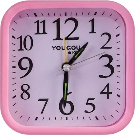 Avizar Analog Table Clock Bedroom Alarm Function Backlight Pink