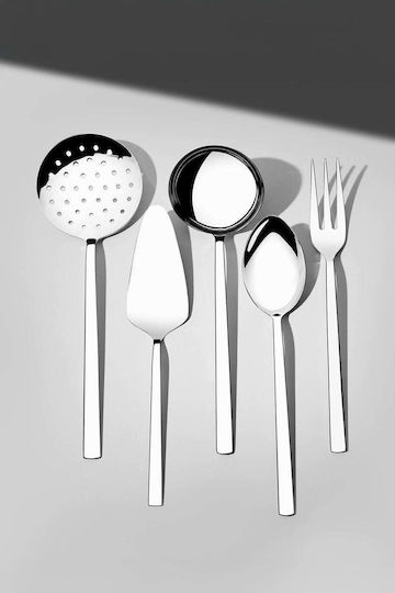SteweHome Set Of 5 Pieces Stainless Steel Serving Utensils Grey